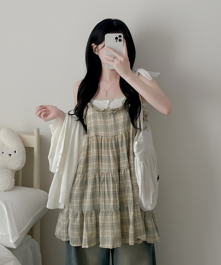 チェックフレアキャミソールワンピース YELLOW