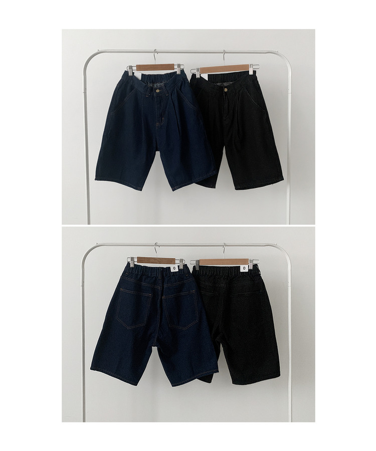 ピンタックデニムバミューダパンツ