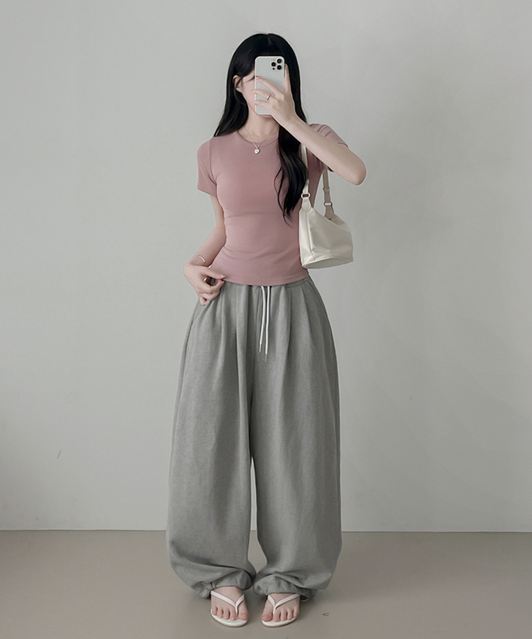 ベーシックスリム半袖Tシャツ(9color) PINK