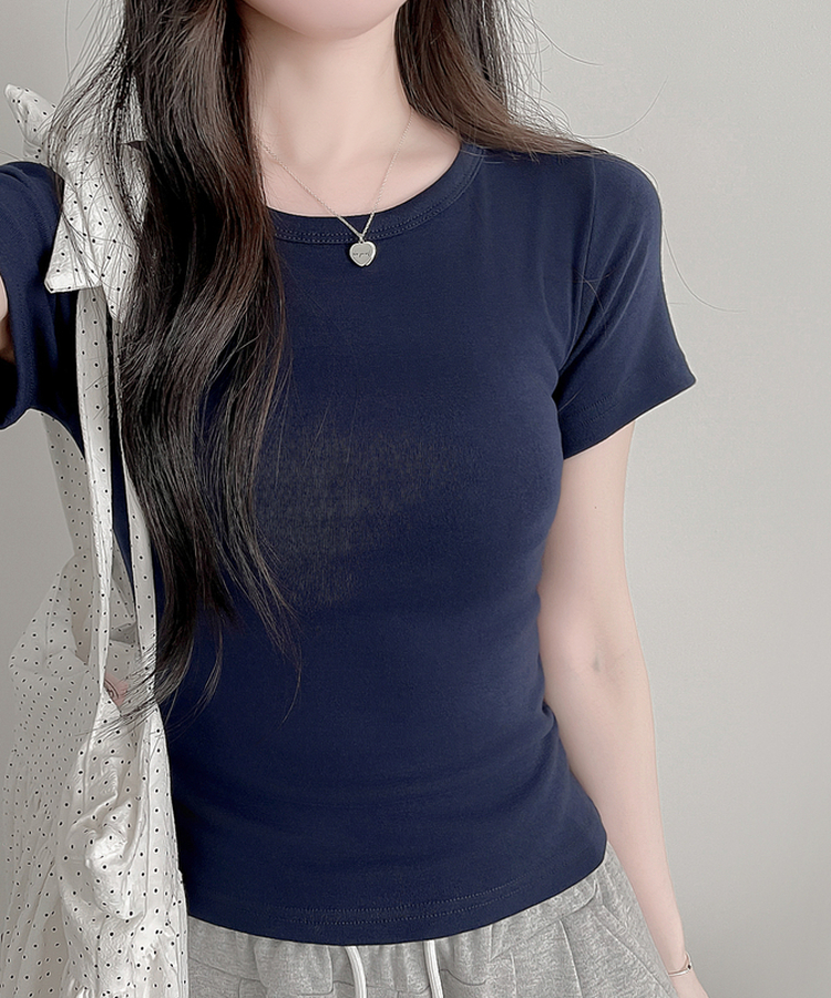 ベーシックスリム半袖Tシャツ(9color) NAVY