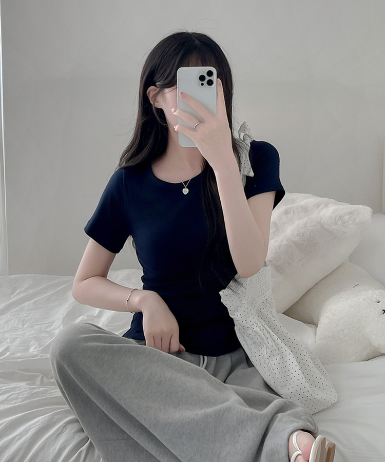 ベーシックスリム半袖Tシャツ(9color) NAVY