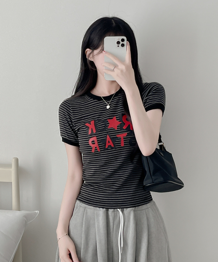 スターストライプ半袖Tシャツ BLACK