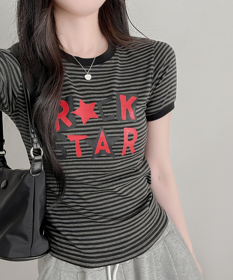 スターストライプ半袖Tシャツ BLACK