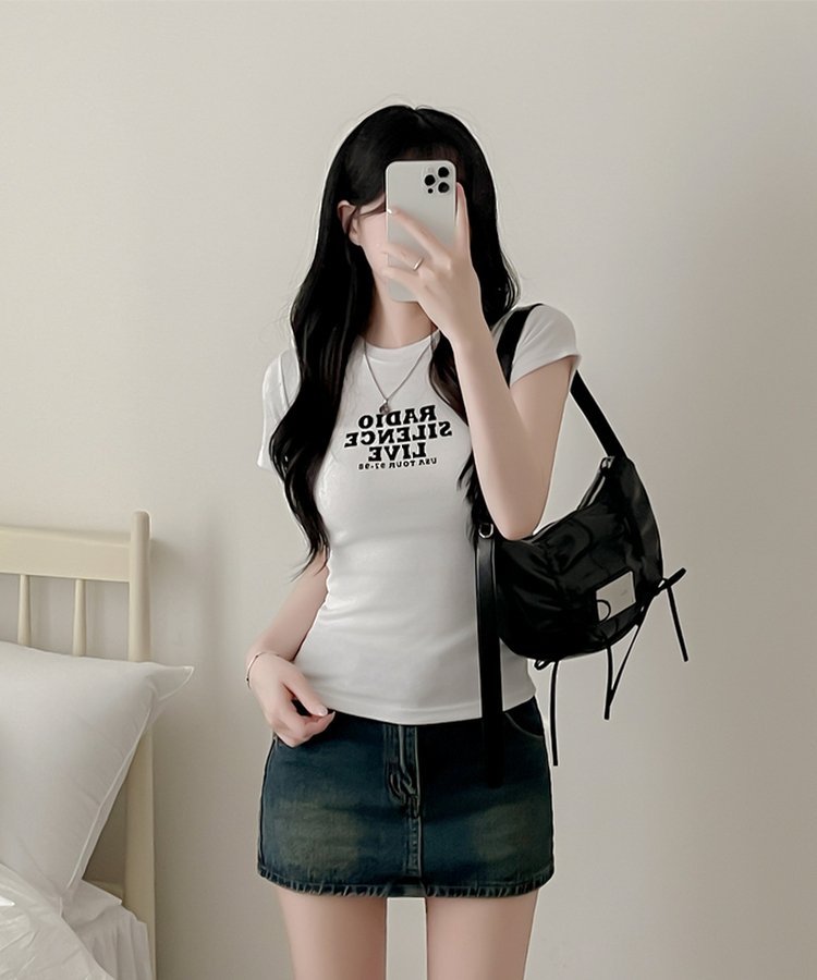 レタリングプリント半袖Tシャツ WHITE