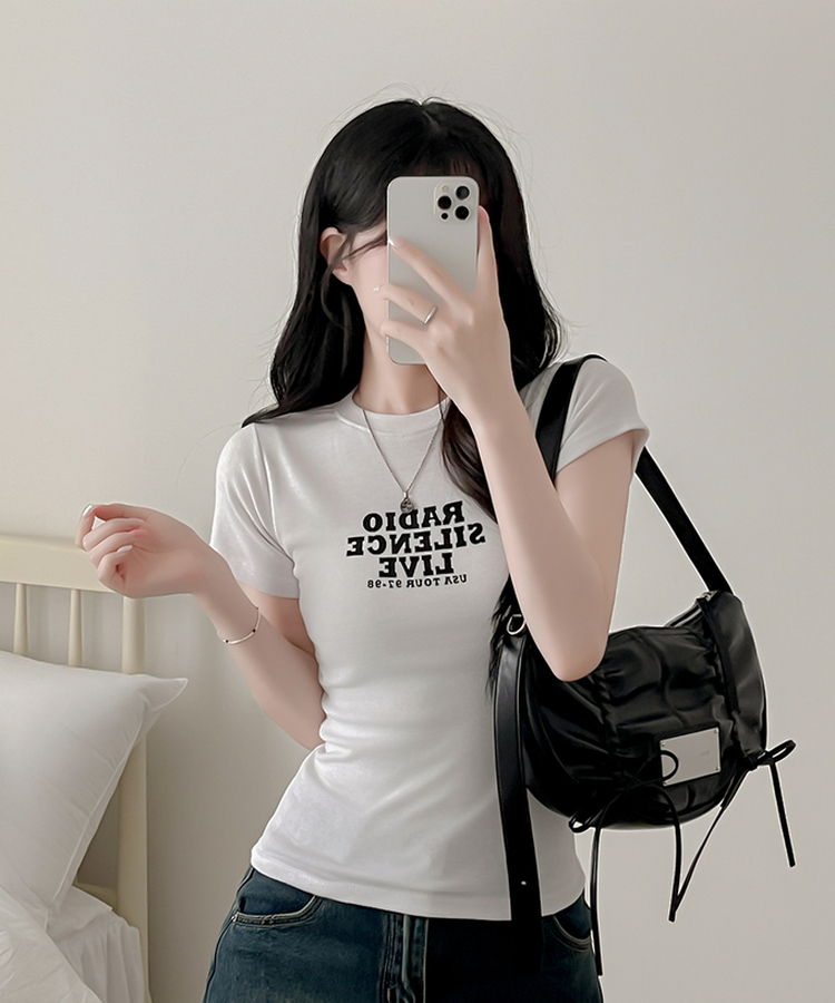 レタリングプリント半袖Tシャツ WHITE