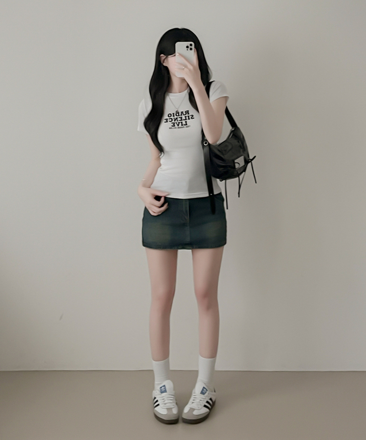 レタリングプリント半袖Tシャツ WHITE