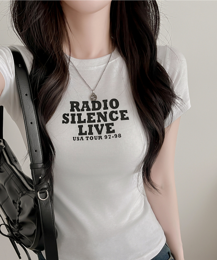 レタリングプリント半袖Tシャツ WHITE