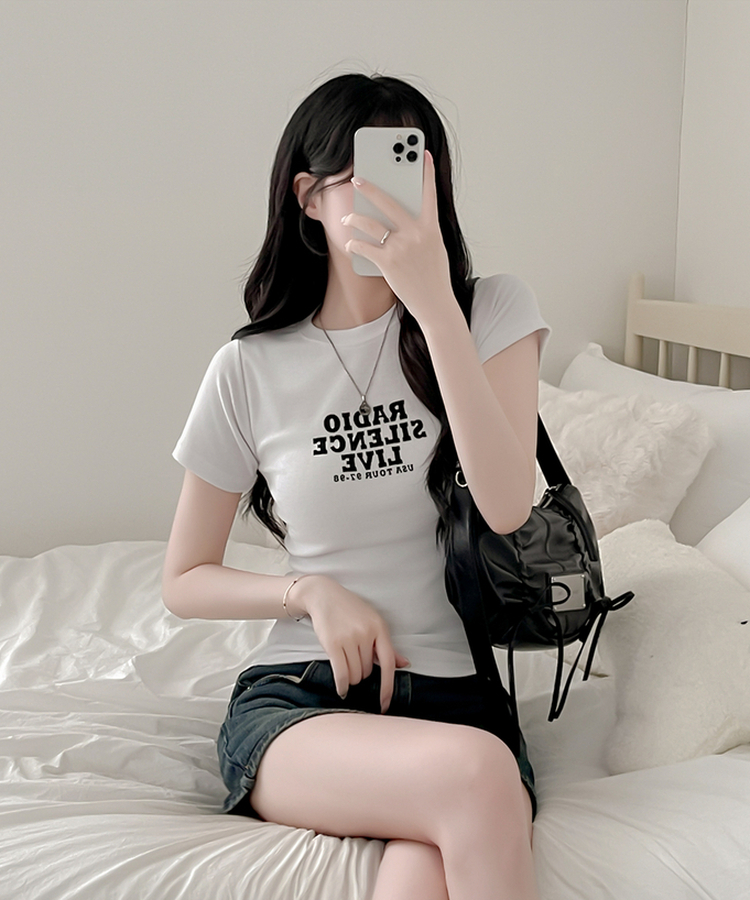 レタリングプリント半袖Tシャツ WHITE