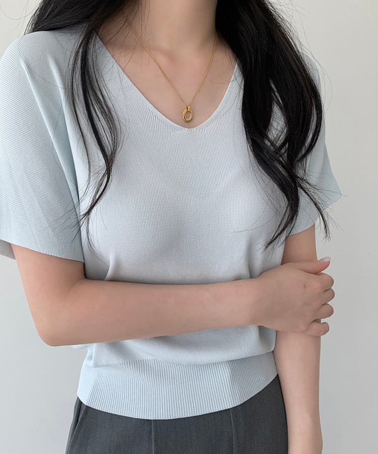 ビスコースVネックサマーニット(5color) LIGHT SKY