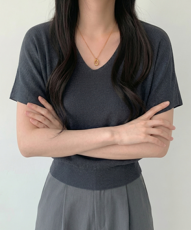 ビスコースVネックサマーニット(5color) CHARCOAL
