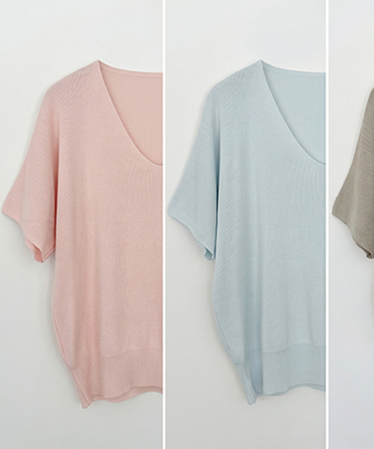 ビスコースVネックサマーニット(5color)