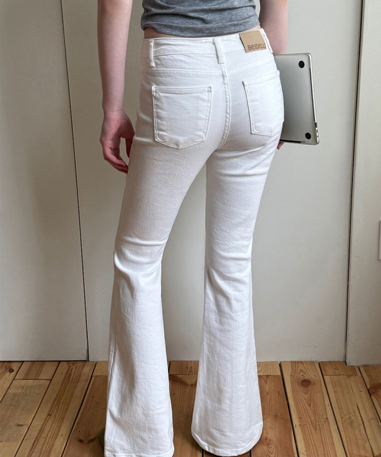 【丈別】ベーシックコットンブーツカットパンツ WHITE