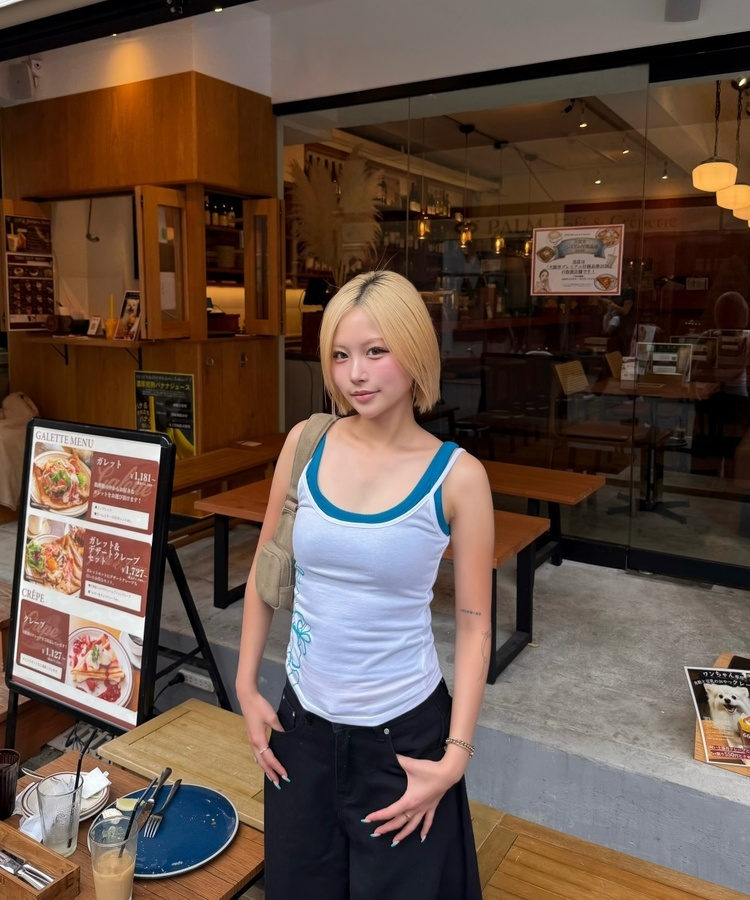 플라워 프린트 나시 아이보리