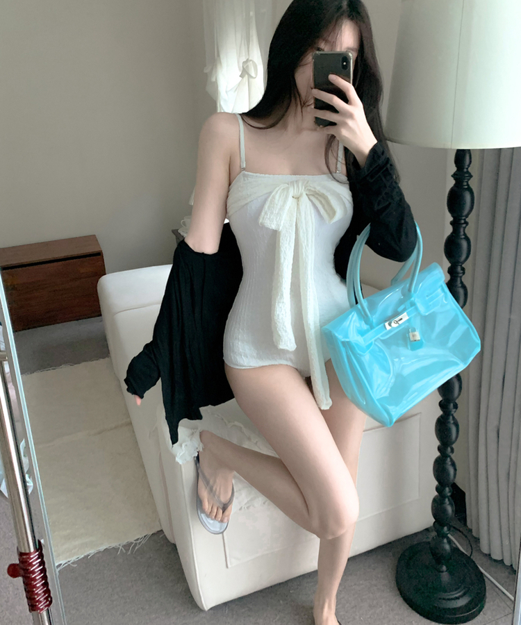【カップ付き】チューブトップリボンビキニ IVORY