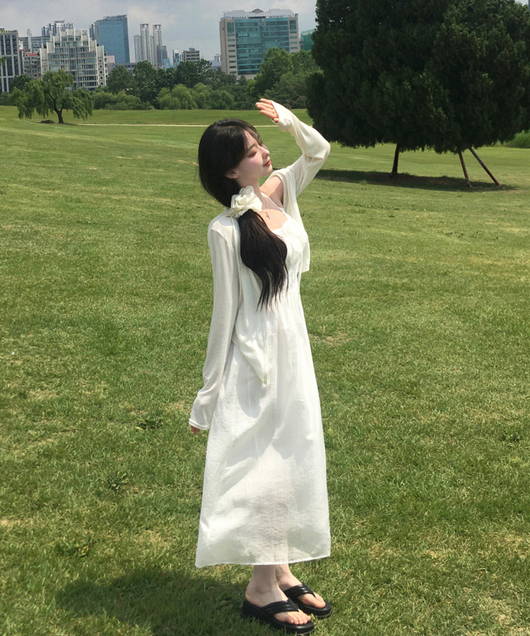 シアーロングオープンカーディガン IVORY