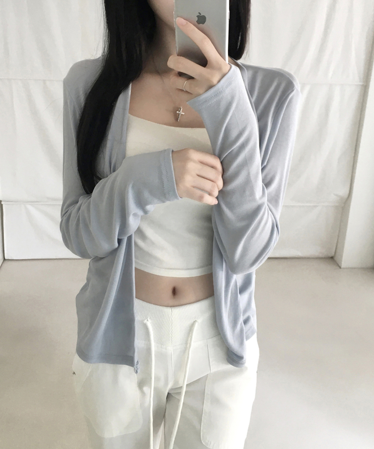 シアーロングオープンカーディガン SKY BLUE