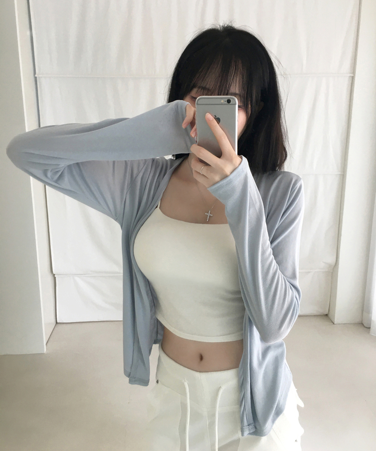 シアーロングオープンカーディガン SKY BLUE