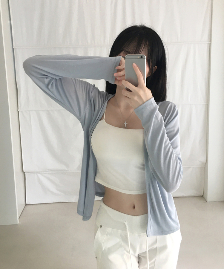 シアーロングオープンカーディガン SKY BLUE