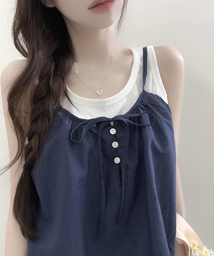 【SET】リボンキャミソール ベーシックキャミソール(5color) DARK BLUE