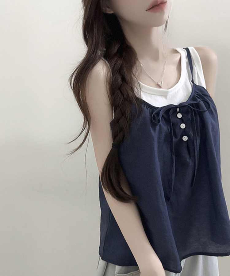 【SET】リボンキャミソール ベーシックキャミソール(5color) DARK BLUE