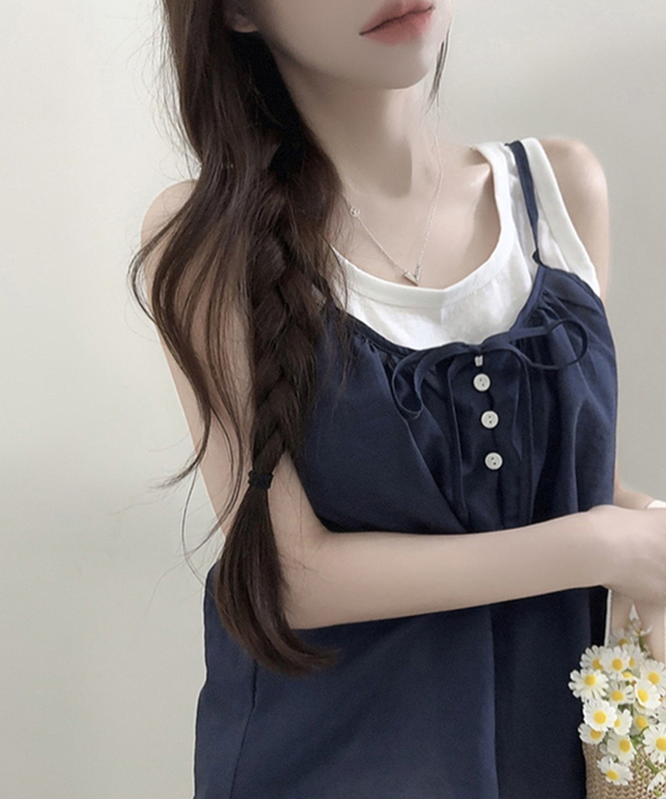 【SET】リボンキャミソール ベーシックキャミソール(5color) DARK BLUE