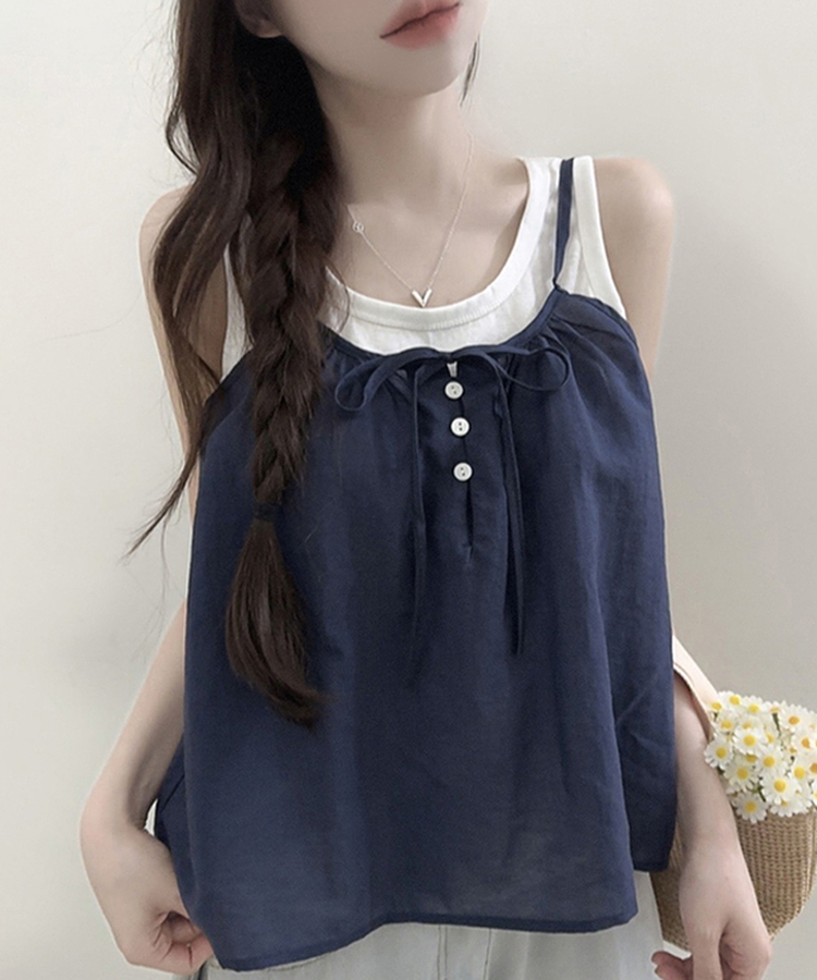 【SET】リボンキャミソール ベーシックキャミソール(5color) DARK BLUE
