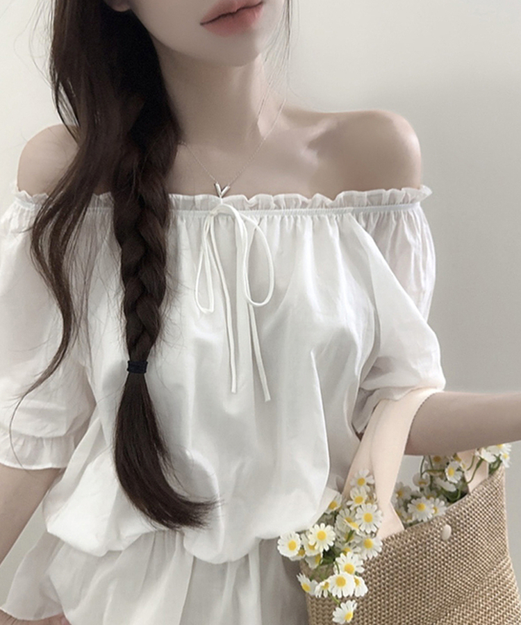 オフショルダーフリルバルーンブラウス IVORY
