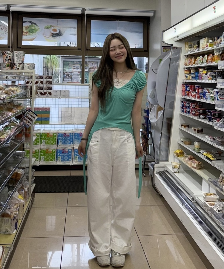 핀턱 코튼 와이드 팬츠 화이트