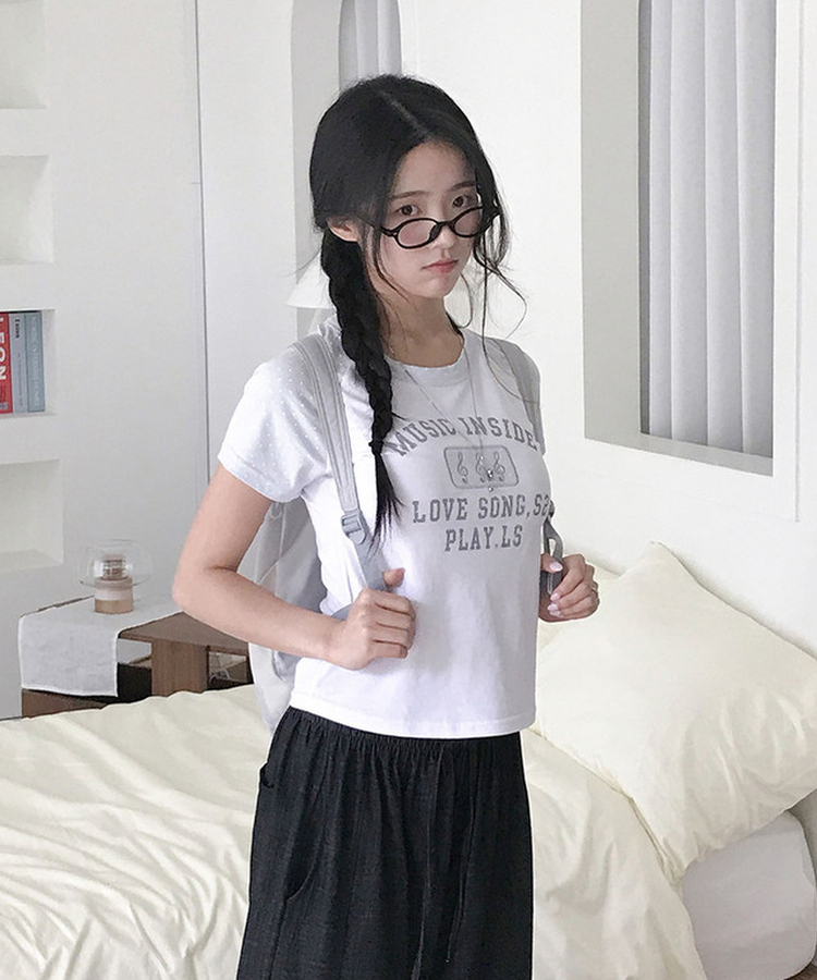 ドットレタリングラグランパッチ半袖Tシャツ WHITE
