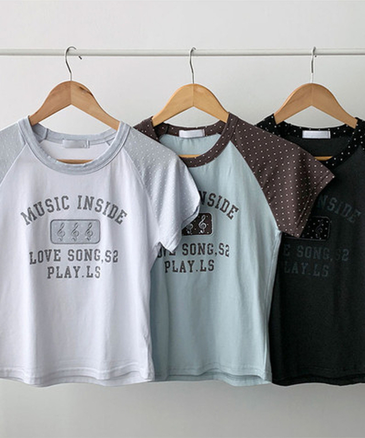 ドットレタリングラグランパッチ半袖Tシャツ