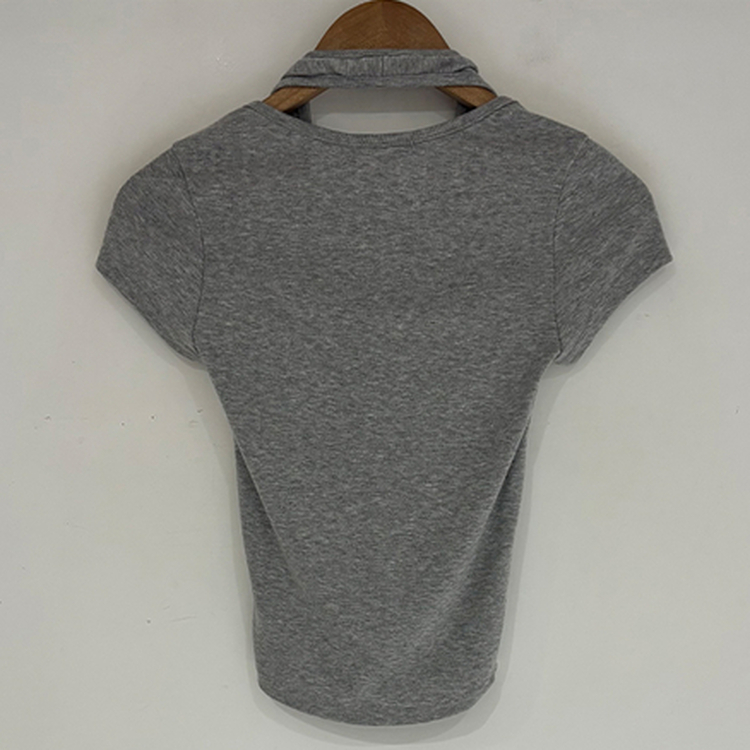 ホルターネックスリット半袖Tシャツ