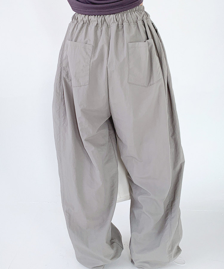 ストリングウエストゴムロングパンツ ASH KHAKI
