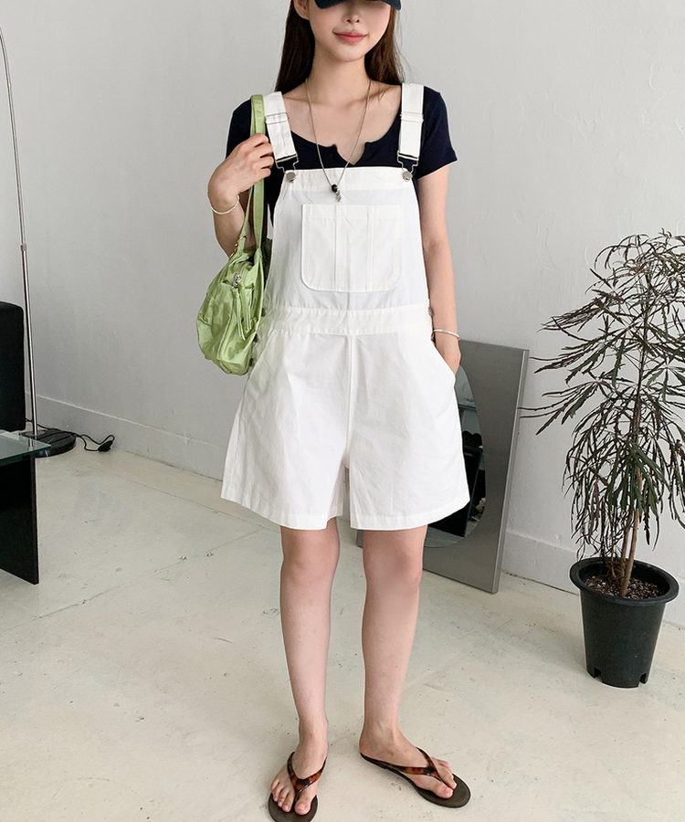 コットンサスペンダーショートパンツ IVORY