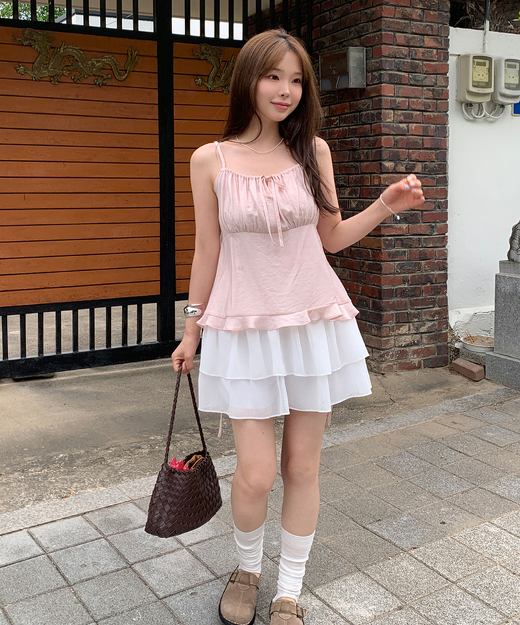 ケーブルカラーネック半袖カーディガン(8color) PINK