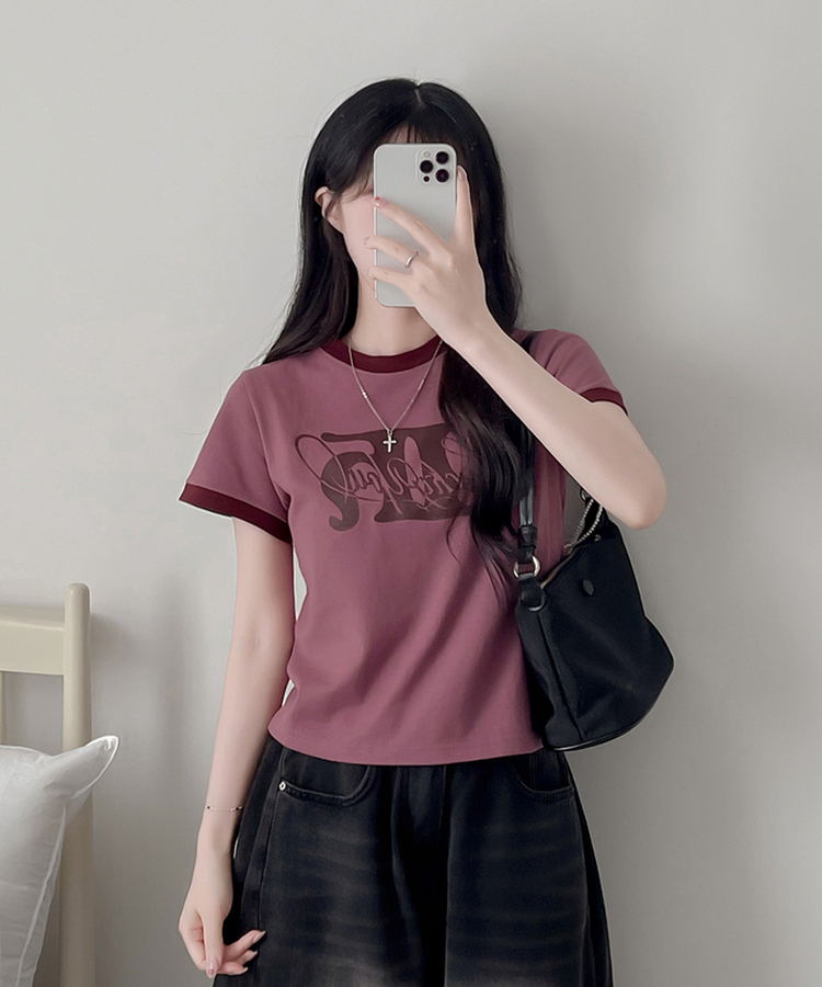 リンガー半袖Tシャツ PINK
