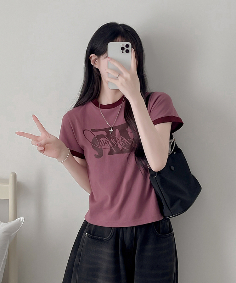 リンガー半袖Tシャツ PINK