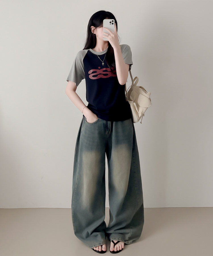 ラグラン半袖Tシャツ GREY
