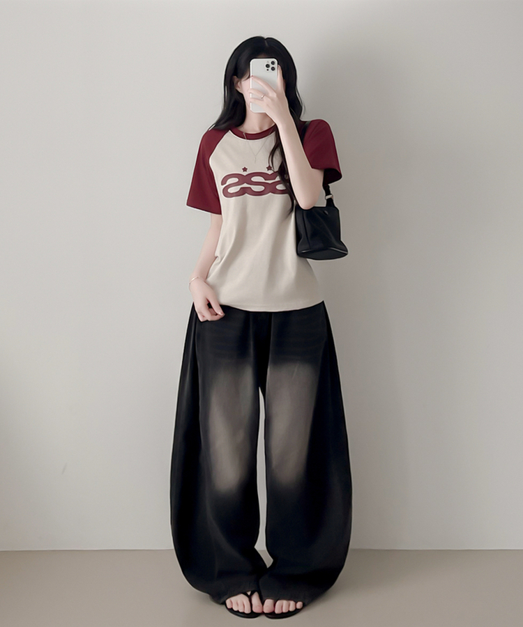 ラグラン半袖Tシャツ WINE