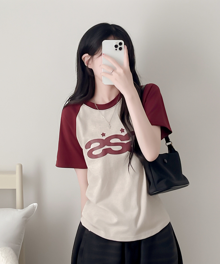 ラグラン半袖Tシャツ WINE