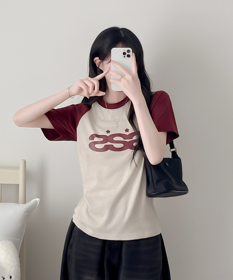 ラグラン半袖Tシャツ WINE