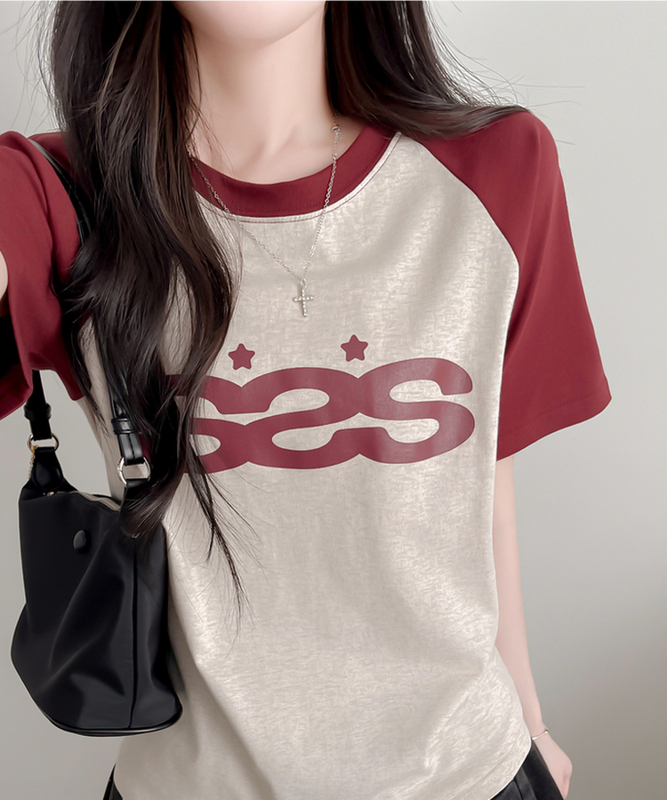 ラグラン半袖Tシャツ WINE