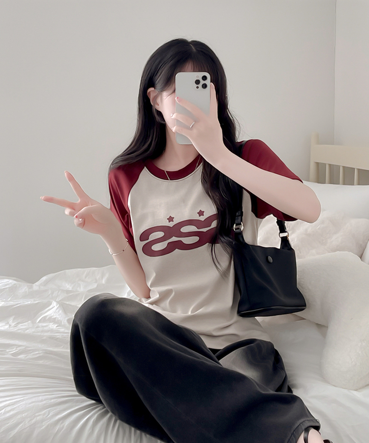 ラグラン半袖Tシャツ WINE