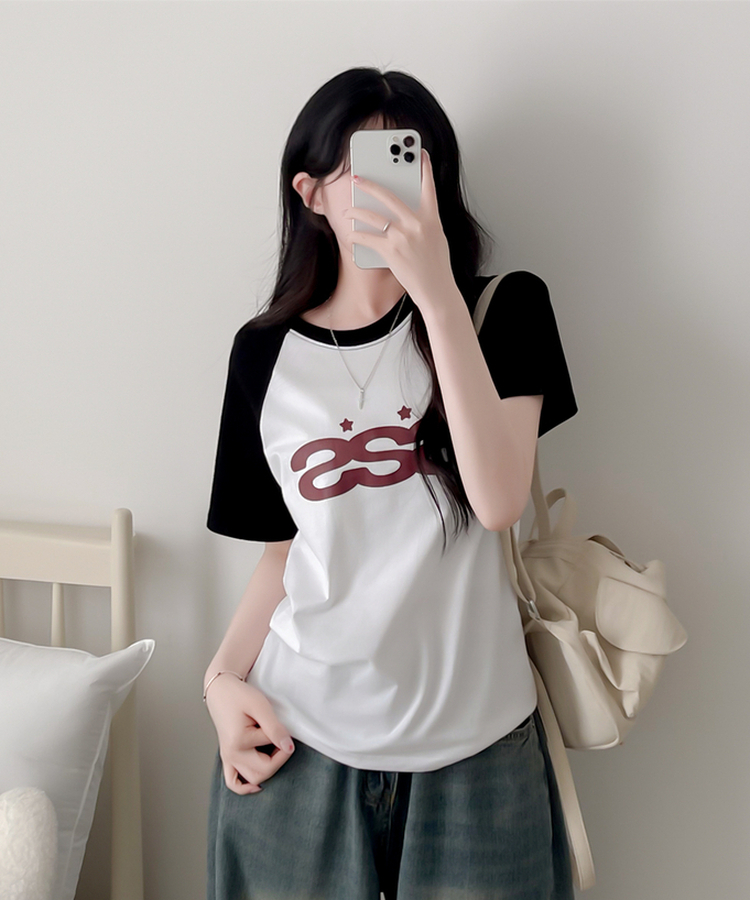 ラグラン半袖Tシャツ BLACK