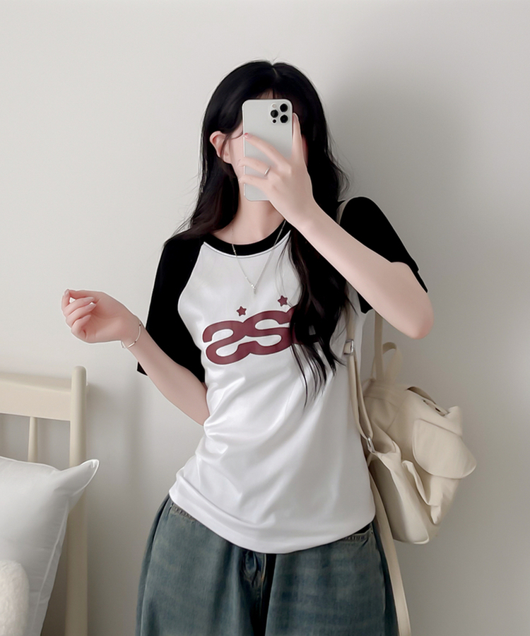ラグラン半袖Tシャツ BLACK