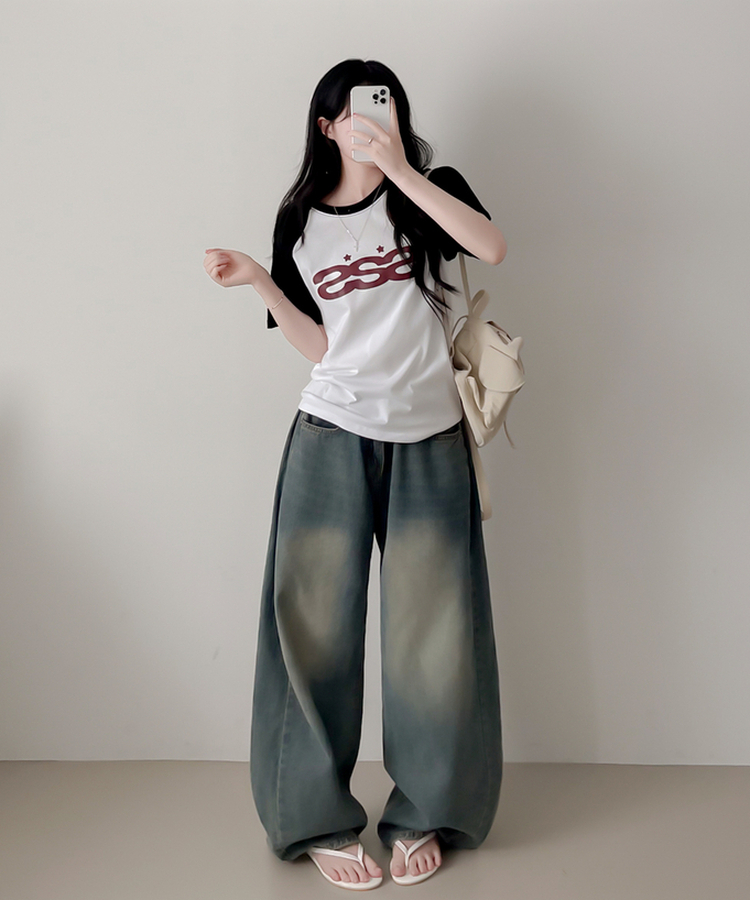 ラグラン半袖Tシャツ BLACK