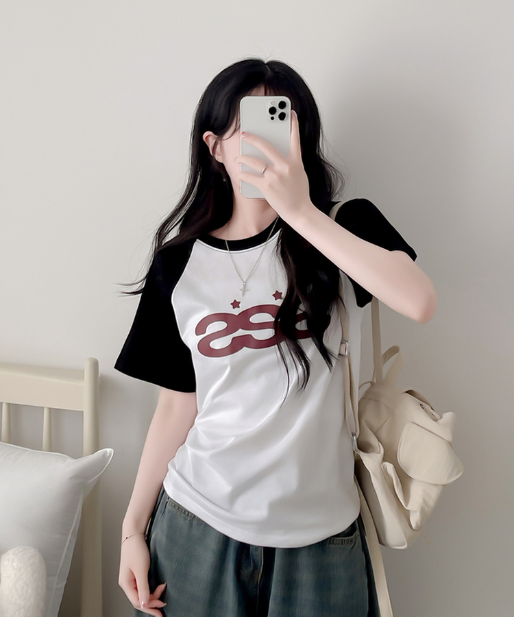 ラグラン半袖Tシャツ BLACK