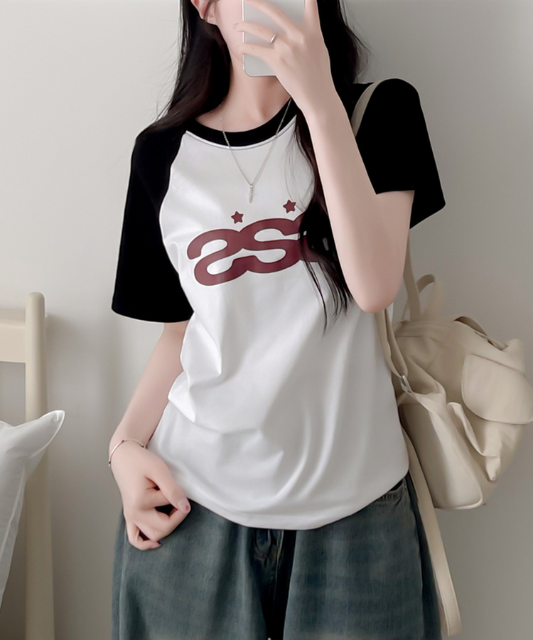ラグラン半袖Tシャツ BLACK