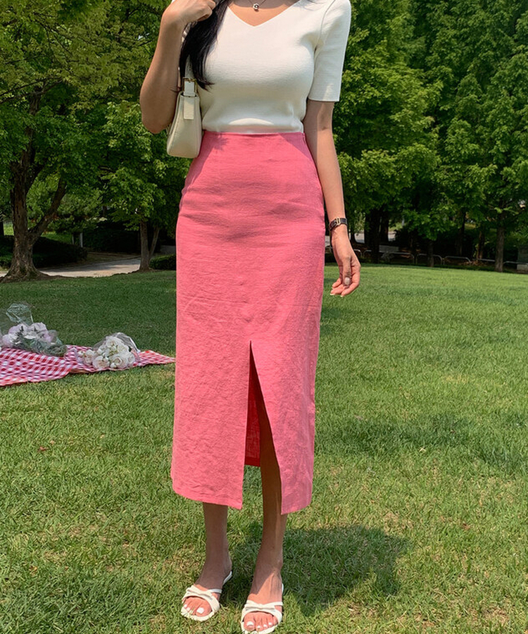 スリットロングスカート PINK