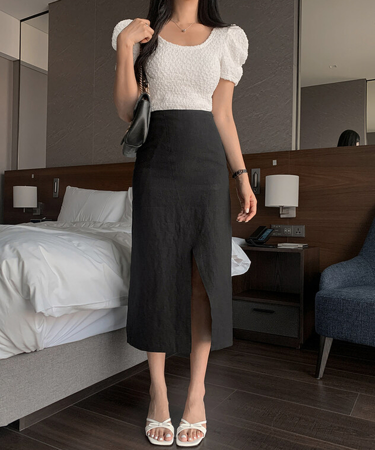 スリットロングスカート BLACK