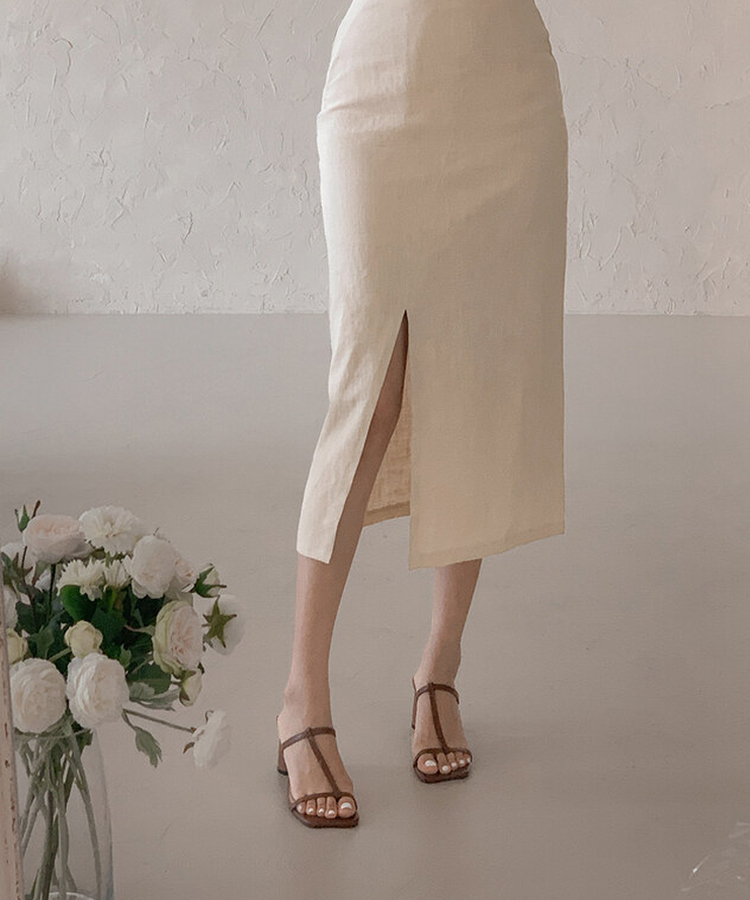 スリットロングスカート BEIGE